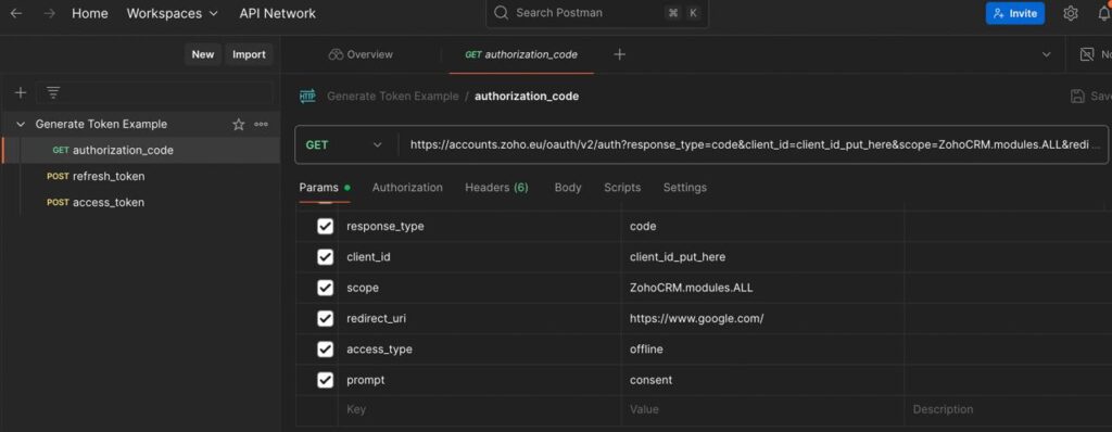 Server-based Applications: Приклад заповнення authorization_code