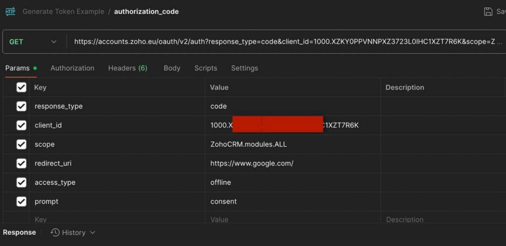 Server-based Applications: Приклад заповнення authorization_code