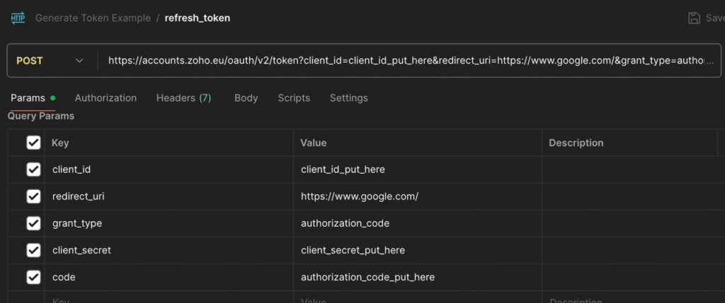 Server-based Applications: Приклад заповнення refresh_token