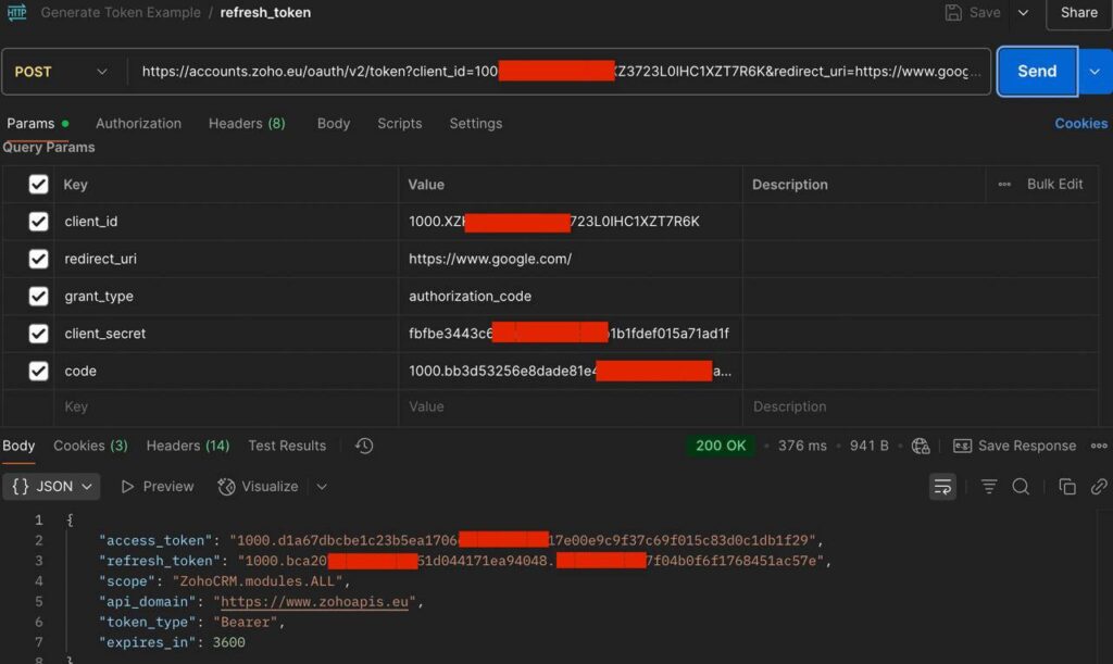 Server-based Applications: Приклад створеного refresh_token