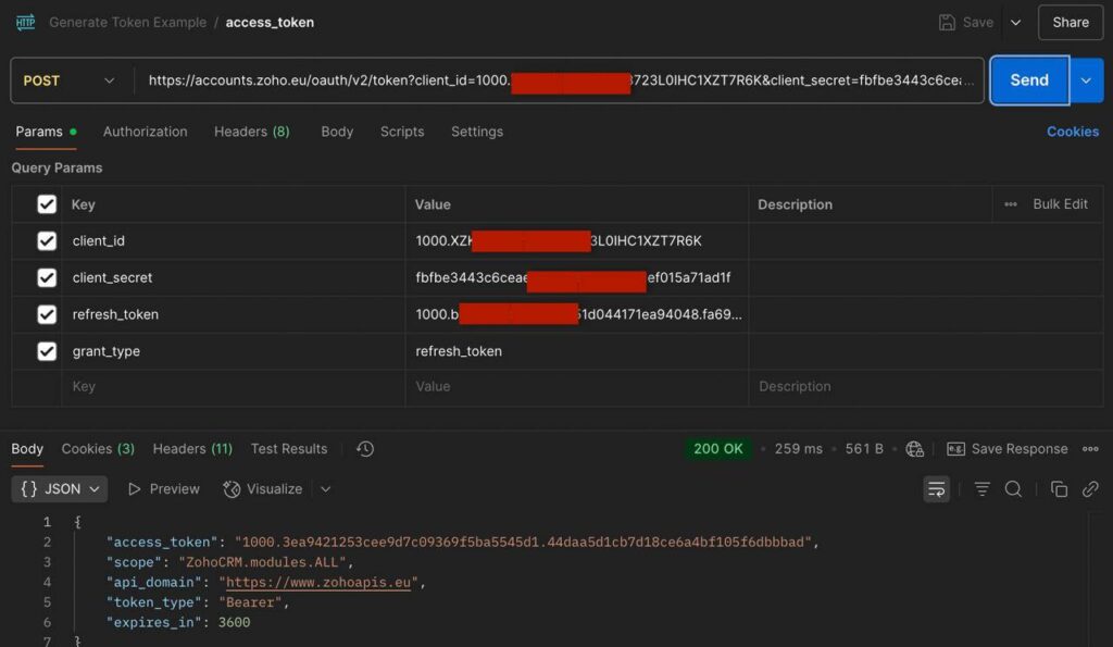 Server-based Applications: Приклад створеного access_token