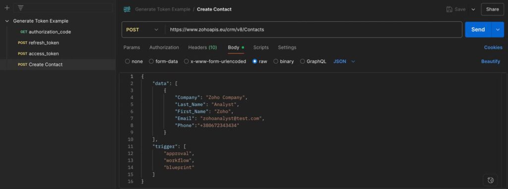 Server-based Applications: Приклад створення контакту в Postman