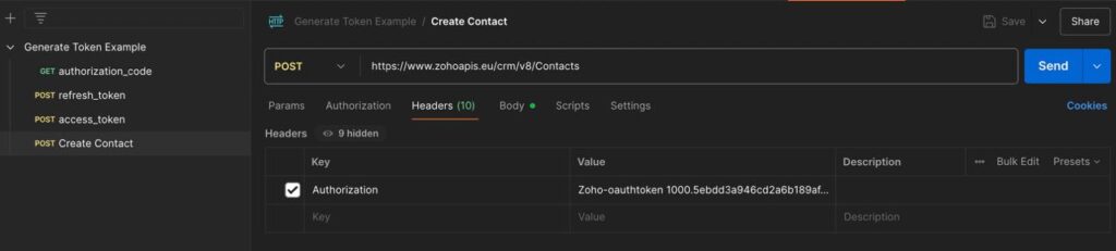 Server-based Applications: Приклад заповненого header в Postman